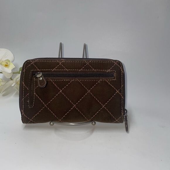 Vera Bradley Quilted Diamond Stitch Brown Turnlock Clutch Wallet - Picture 3 of 9